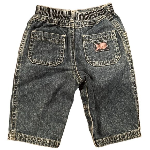 Cherokee Baby Blue Jeans 6M Denim 4-Pocket with Elastic Waist and Snap Legs - Picture 2 of 3